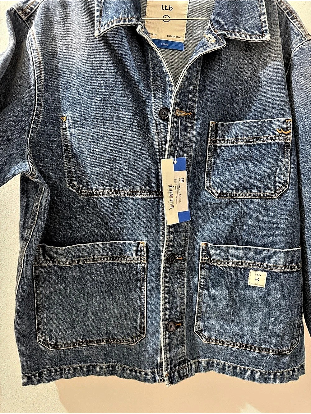 Large.t.b Hayes Raynerd Wash Denim Jacket in Blue Large NWT